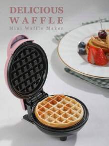 1 mini máquina para hacer gofres con enchufe de pared de 4 pulgadas para gofres individuales, croquetas de patata y chaffles cetogénicos con superficies antiadherentes y fáciles de limpiar - Rosa - Ver 1