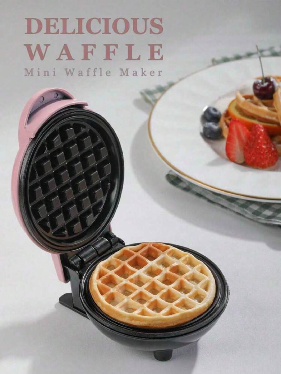 1 mini máquina para hacer gofres con enchufe de pared de 4 pulgadas para gofres individuales, croquetas de patata y chaffles cetogénicos con superficies antiadherentes y fáciles de limpiar - Rosa - Ver 1