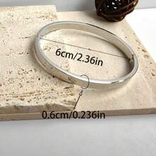 1 pièce Bracelet simple en acier inoxydable avec fermoir doré brillant, design minimaliste, unisexe