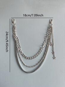 Street 1pc Punk Style Hollow Out Star Decor Pants Chain Women's Multi-Layer Hip-Hop Fashionable Waist Belt Accessory Halloween Summer, School Fall, Autumn, Halloween