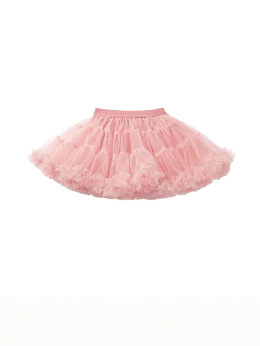 mini bala 少女裙新年紅色公主裙網紗半身新年裙 - 粉色 - 查看 1