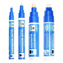 4 种尺寸透明胶水笔，单支双面胶笔，适合艺术家、手工艺人、剪贴簿、卡片制作、闪光、植绒、遮蔽等，非常适合学校、家庭办公室、艺术与手工艺返校 - 無色 - 查看 10