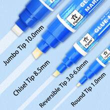 4 种尺寸透明胶水笔，单支双面胶笔，适合艺术家、手工艺人、剪贴簿、卡片制作、闪光、植绒、遮蔽等，非常适合学校、家庭办公室、艺术与手工艺返校 - 無色 - 查看 2