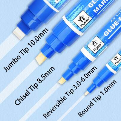 4 Sizes Transparent Glue Pens, Single Dual-Sided Adhesive Pens, Suitable For Artists, Crafters, Scrapbooking, Cardmaking, Glittering, Flocking, Masking, & , Great For School, Home Office, Arts & Crafts Back To School