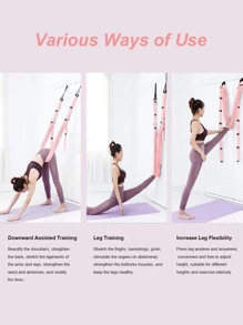 1 pezzo Cinghia di stiramento per yoga, fascia per fitness di vita e gambe, assistente per backbend, con ancora per porta, regolabile in altezza, adatto per yoga aereo, cinghia di stiramento per spaccate, pratica di inversione antigravità, materiale in poliestere largo e ad alta resistenza, attrezzo per lo stretching dello yoga, cinghia per spaccate e backbend, adatto per danza, balletto, ginnastica, pilates, esercizi di flessibilità - Rosa - Visualizzare 6