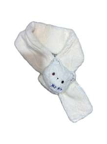 Cachecóis Infantis Meninos Fofos Quentes De Inverno Imitação Setu Pele Pelúcia Espessados - Branco - Visão 2