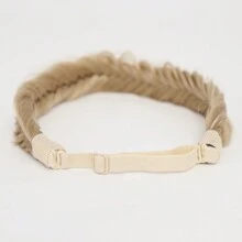 clouder 1件精編亞麻金色合成纖維魚尾辮頭帶，頭髮自然髮編織頭髮擴展可調節腰帶編織頭帶波西米亞風格女士髮型假髮簡約時尚髮飾 - 亞麻金 - 查看 3