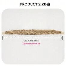 clouder 1件精編亞麻金色合成纖維魚尾辮頭帶，頭髮自然髮編織頭髮擴展可調節腰帶編織頭帶波西米亞風格女士髮型假髮簡約時尚髮飾 - 亞麻金 - 查看 2