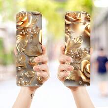 20oz Pearl Rose Pattern Cốc cách nhiệt chân không bằng thép không gỉ, Cốc uống nước nóng và lạnh, Món quà lý tưởng cho Ngày của Mẹ (Có ống hút) | 1 cái - Phong cách 14 - Xem 2