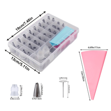38pcs Stainless Steel Icing Tips Set With Storage Box, Including 32 Icing Tips, 2 Converters, 2 Nails And 2 Pastry Bags; Suitable For Cake Decoration, Nozzle, Pastry, Cupcake, Baking Tray, Cream, Cookies And Kitchen Tools.