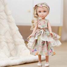 One 14 Inch Fashion Doll Full Vinyl GIrl Doll Cute Madeup Face 5 Removable Joint Princess For Kids Friend Gift,Room Decoration