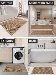 1pc Bath Matts For Bathroom,Upgraded Waffle Super Absorbent Bath Mat,Bathroom Rugs Non Slip Washable, Quick Dry Shower Mats, Ultra Soft Bath Mats For Bathroom Floor,Brown,46*77 ,Room Decor