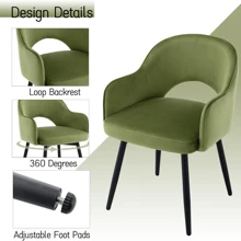 WAHSON OFFICE CHAIRS 2PCS Wahson Velvet Dining Chair Kitchen Chair With Metal Legs, Living Room Chair For Bedroom/Restaurant - Green - View 4