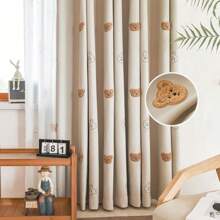 1PC Cartoon Cute Plush Little Bear Curtain For Kids Bedroom Thickened Window Treatment Drapes For Living Room Decoration