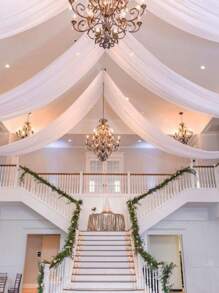 1pc White Semi-Transparent Gauze Cloth, Wedding Background Decoration, Wedding Arch Decorative Curtain, Wedding Arch Window Curtain Decoration, Clear Wedding Background, Ceiling Hanging Decoration, Ideal For Baby Shower, Boy Or Girl Birthday Party, Wedding, Home Decor, Perfect For Ceremony And Reception Ceiling Decoration