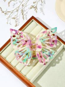 雙層印花蝴蝶髮爪，優雅且甜美的哥特風格，醋酸纖維大虛通雙層蝴蝶髮爪夾，馬尾髮夾，後頭髮夾，大髮爪髮夾 - 彩色 - 查看 10