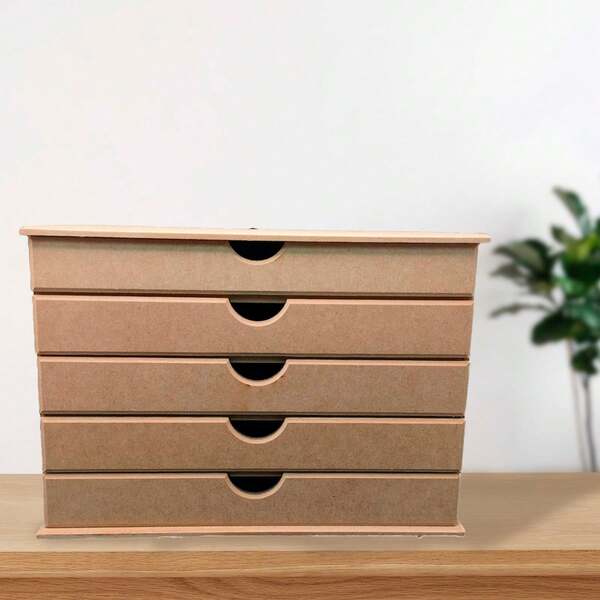 Porta Documentos Organizador Arquivo Gaveteiro Organizador de Mesa em Mdf Cru 5 Gavetas Compatível Folha A4 Sulfite Documentos Mesa Escritório Arquivos