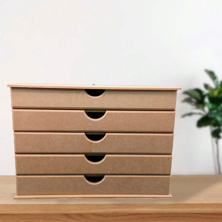 Porta Documentos Organizador Arquivo Gaveteiro Organizador de Mesa em Mdf Cru 5 Gavetas Compatível Folha A4 Sulfite Documentos Mesa Escritório Arquivos