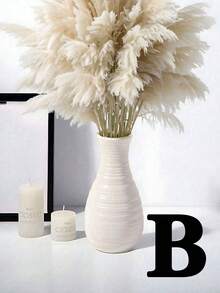 1入組PE塑料裝飾花瓶，帶有壓花設計，適用於家居和辦公室裝飾的桌上裝飾品 - 白色 - 查看 16