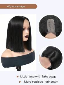 Short Bob Wigs Synthetic Straight Bob Wig 12 Inch Shoulder Length Middle Part Natural Color Wig For Daily Party Use