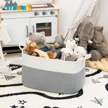 OYHOMO 1pc XXL Storage Basket Large Blanket Basket For Living Room, Extra Large Woven Storage Basket For Laundry, Toys Storage Basket, Clothes Basket, 18.9x13.4x11 Inches - Multicolor - View 3