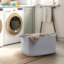 OYHOMO 1pc XXL Storage Basket Large Blanket Basket For Living Room, Extra Large Woven Storage Basket For Laundry, Toys Storage Basket, Clothes Basket, 18.9x13.4x11 Inches - Multicolor - View 9