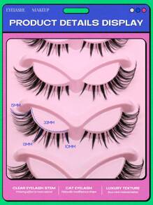 GROINNEYA Cat Eye Eyelashes 5 Pairs Clear Band False Eyelashes Fox Eye Lashes Faux Mink Lashes Natural Look Eyelashes Lash Extension Makeup (BX01) Strip Lashes,Lashes,Eyelashes,Fake Lashes - Black - View 4