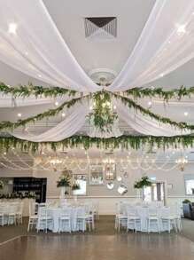 1pc White Semi-Transparent Gauze Cloth, Wedding Background Decoration, Wedding Arch Decorative Curtain, Wedding Arch Window Curtain Decoration, Clear Wedding Background, Ceiling Hanging Decoration, Ideal For Baby Shower, Boy Or Girl Birthday Party, Wedding, Home Decor, Perfect For Ceremony And Reception Ceiling Decoration