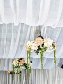 1pc White Semi-Transparent Gauze Cloth, Wedding Background Decoration, Wedding Arch Decorative Curtain, Wedding Arch Window Curtain Decoration, Clear Wedding Background, Ceiling Hanging Decoration, Ideal For Baby Shower, Boy Or Girl Birthday Party, Wedding, Home Decor, Perfect For Ceremony And Reception Ceiling Decoration