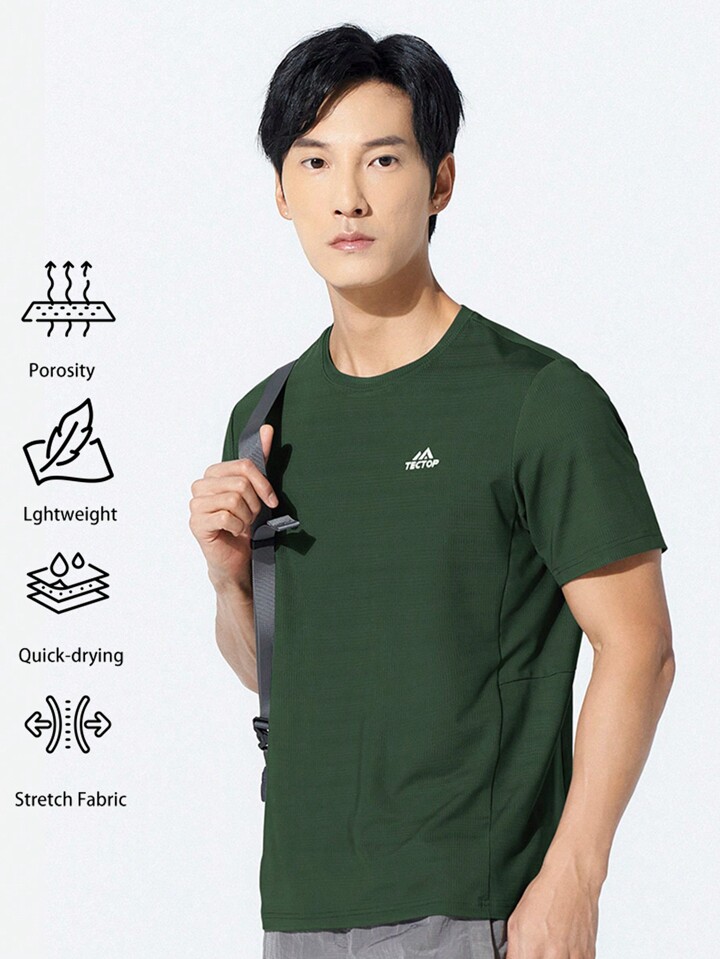TECTOP Men Tee Shirts Quick Dry Sleeve Crew Neck Tie Dye Athletic Workout Dry Fit Performance Sports Wicking Running Top Gym Athletic Gym Top SHEIN