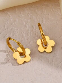 1 对优雅可爱的 18K 镀金不锈钢镂空花形耳环，适合女性日常佩戴或派对和母亲节礼物情人节、妈妈、母亲、母亲节、礼物 - 金黃色 - 查看 6
