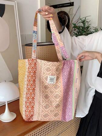 New Ditsy Floral Tote Bag, Essential For Beach, Travel, Shopping, Suitable For Students, Commuting, Women Vacation Outfits, Fashionable And Versatile Shoulder Bag, School Supplies, School Bag, School Handbag, School Tote Bag, School Bookbag, Back To School Bags, Large Capacity, Lightweight, Portable, Foldable, Classic Casual, Cute, Suitable For Teen Girls Women College Students, Perfect For Back To School, First Day Of School, Holiday, Concert, Tote Bags For Women, College Essentials