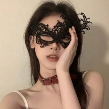 Sexy Women Guipure Lace Panel Hollow Out Fashion Costume Eye Shield For Party Skull Skeleton Halloween Valentine's Day