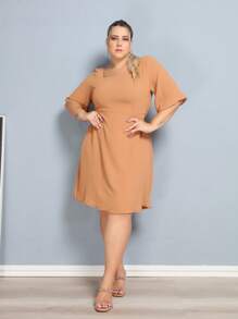 Plus Size Dresses - Marrón Mocha - Ver 4