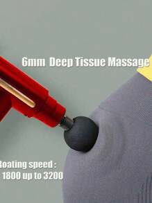 Portable Fascial Massage Gun Electric Impact Gun Body Massager With LED Touch Screen Relaxing 4 Replaceable Massage Head - Red - View 3