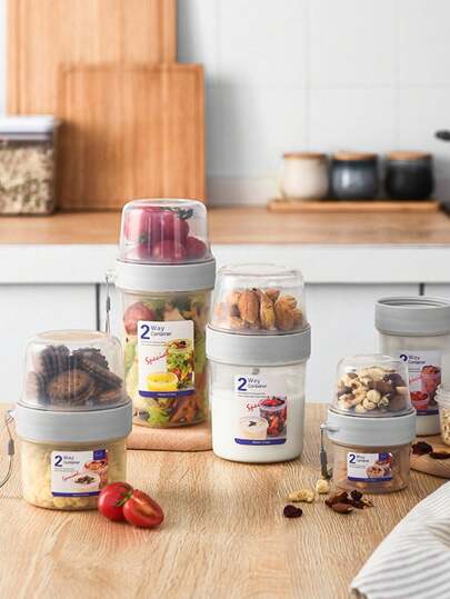 Breakfast On The Go Cups Cereal And Milk Container Double Sealed Yogurt Portable Cup With Cereal Oatmeal Or Fruit Container Office University Travel Picnic Airtight Food Storage Box, Back To School Supplies
