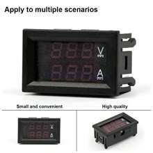 0.28" LED Voltage Meter Ammeter Meter, Red Blue Digital Multimeter Display Voltage Current Tester, 0-100V 10A Detector Voltage Current Surface Panel Ampere Voltmeter Meter