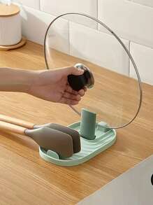 1pc, Foldable Kitchen Organizer: Spatula/Spoon Rest, Pot Lid Holder, And Tableware Storage Rack - Save Space And Keep Your Kitchen Tidy