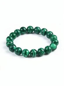 1 pièce Bracelet de perles rondes en pierre de malachite verte