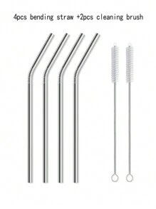6/10 件不锈钢吸管套装，带清洁刷，可重复使用金属吸管，适用于冷热饮品、茶和咖啡，非常适合餐厅、厨房和家庭使用、厨房、圣诞礼物、学校用品