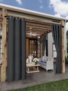 BONZER 1pc Contemporary Style Outdoor Patio Curtain, Waterproof Windproof, UV Protection, Fade-Resistant Gazebo Front Porch Canopy Sun Shade Privacy Panel, With Rust-Proof Grommets