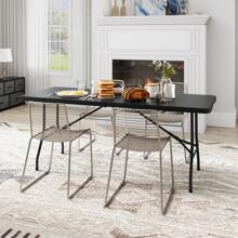 6FT Folding Trestle Dining Table Party Picnic BBQ Camping Outdoor Stall Table - Black - View 2