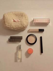 1 Peça Bolsa Cosmética de Estilo Pelúcia Portátil de Grande Capacidade, Mini Bolsa Fofa de Armazenamento de Cosméticos e Artigos de Papelaria, Organizador de Maquiagem, Estojo de Maquiagem, Organizador de Viagem de Toucador, Presentes Essenciais, Acessórios com Zíper