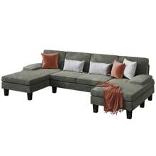 Furmax Modern U-Shape Sectional Sofa, Corduroy Modular Couch, Oversized Sofa With Chaise For Living Room - Green - View 7