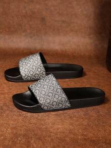 Men's Thick-Soled Personalized Letter Print Slippers In Large Size - Grey - View 5