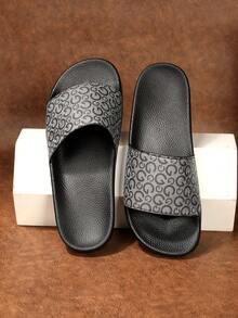 Men's Thick-Soled Personalized Letter Print Slippers In Large Size - Grey - View 4