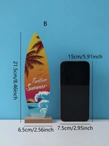 1個木製夏季衝浪板設計桌面裝飾擺件，海灘派對裝飾招牌，海洋風格家飾工藝品 - 彩色 - 查看 4