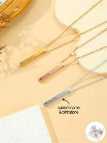 1 st. Aanpasbare 4-zijdige gegraveerde naamketting, gepersonaliseerde familienaamketting, gegraveerde naamsieraden, cadeau voor verjaardag, Kerstmis, Valentijnsdag, Moederdag, afstuderen, jubileum