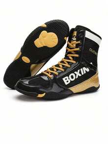 Zapatos de boxeo profesional para interior para hombres y mujeres - Dorado - Ver 2