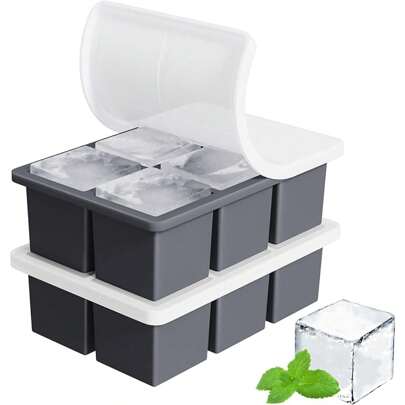 Large Ice Cube Tray For : FDDBI Big Square Ice Cube Maker For - 2 Packs Silicone Old Fashioned Ice Cube Trays - 2inch Huge Cubed Ice Trays